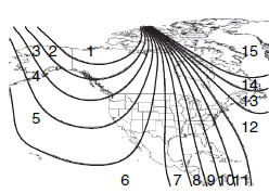 Determine which magnetic zone you are in for your geographic location by referring