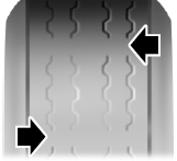 When the tread is worn down to 1/16th of an inch (2 millimeters), tires must