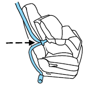 4. Insert the belt tongue into the proper buckle (the buckle closest to the direction