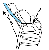 9. Attach the tether strap (if the child seat is equipped). Refer to Attaching