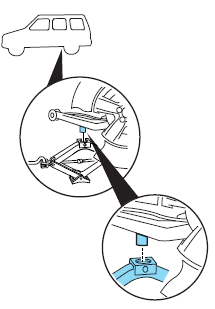 3. Position the jack according to the guides and turn the jack handle clockwise