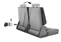 3. From the rear of the vehicle, fold the seat back by pulling and holding the